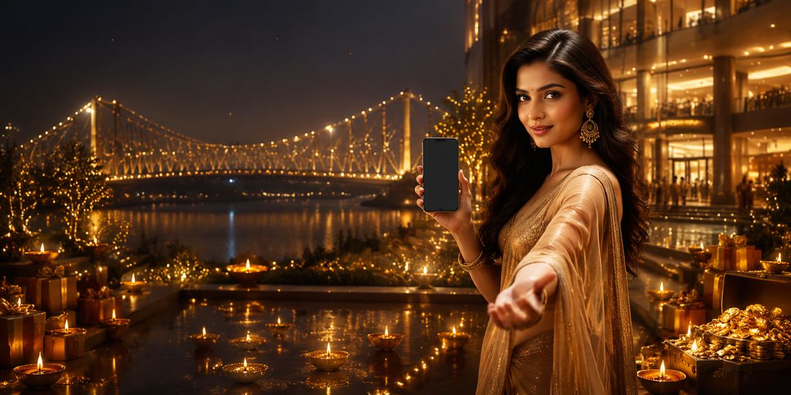 Live casino game streaming on mobile device during Diwali festival in Kolkata
